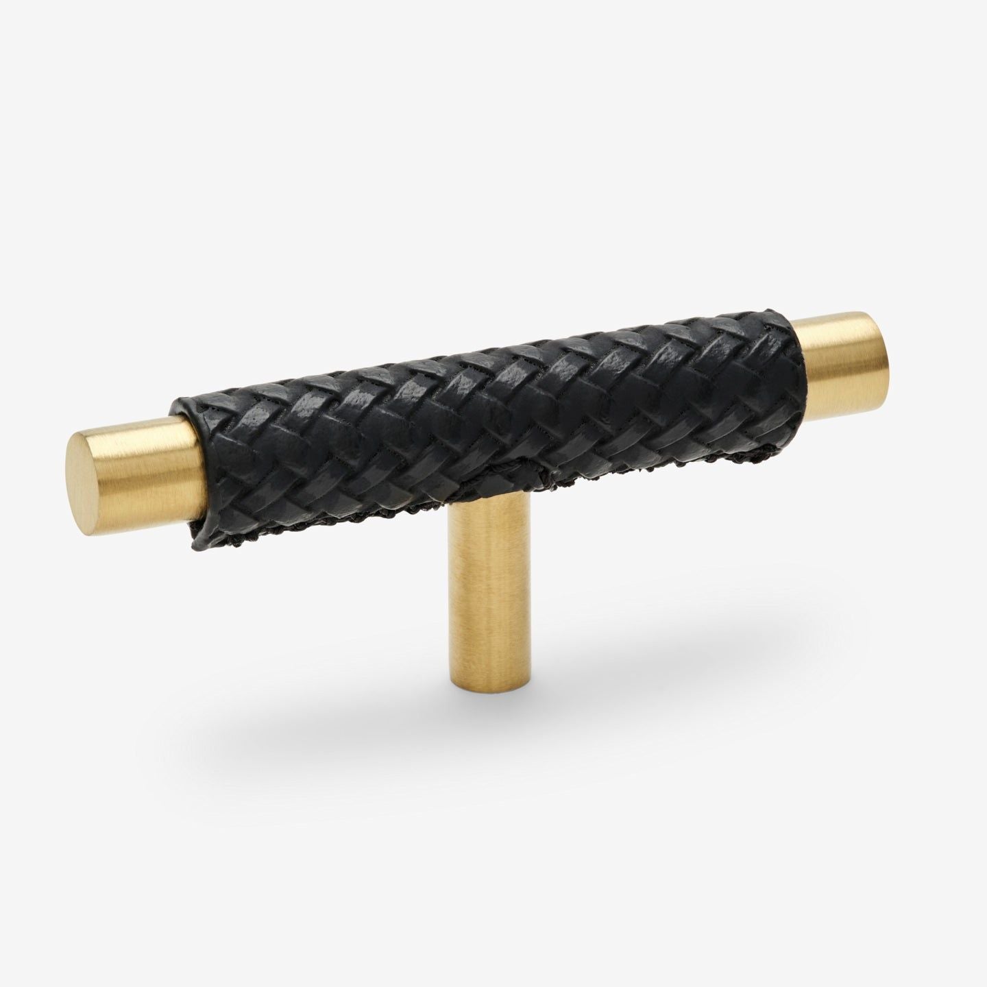 Chelsea T-bar handle - Brushed brass with black braid